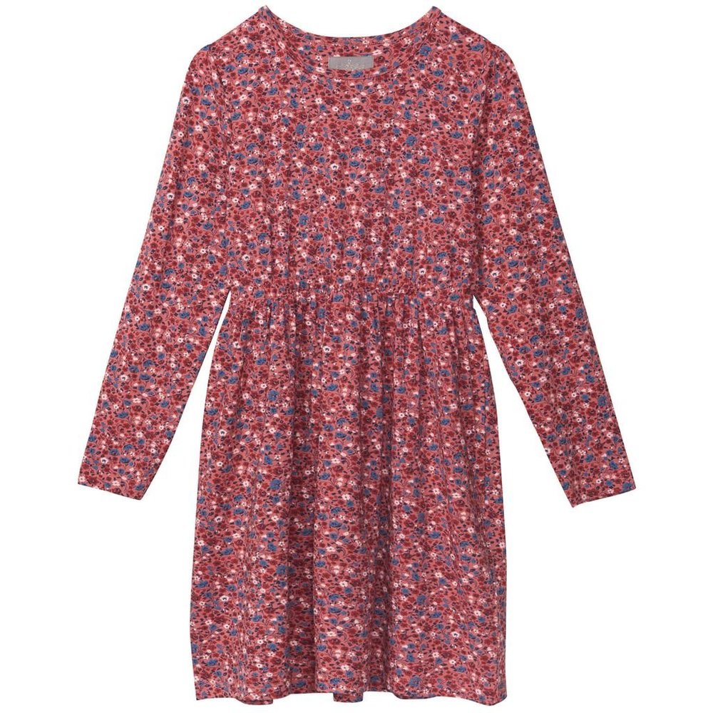 NEW Girls Sz 11 Church School Stretchy Dark Salmon Floral Long Sleeve Dress